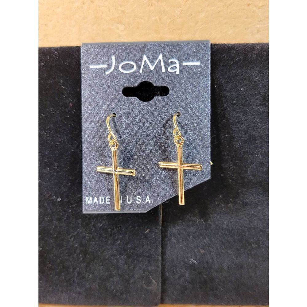 (3 for $15) JoMa Goldtone Cross Dangle Earrings- NEW